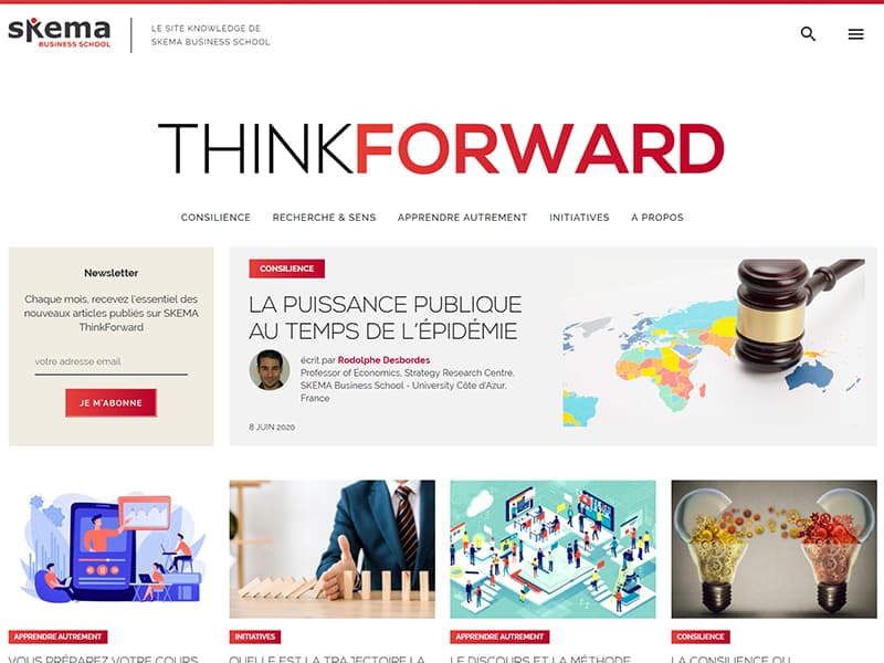 Think Forward, le nouveau site de SKEMA qui colle au "monde d'après"