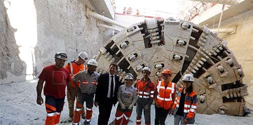 Tram de Nice : le tunnelier Catherine est sorti de terre