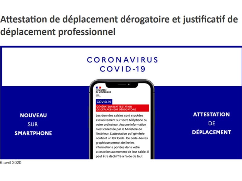 L'attestation de déplacement désormais disponible sur smartphone
