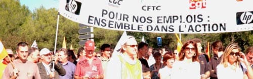 HP à Sophia : les salariés manifestent contre les "licenciements boursiers"