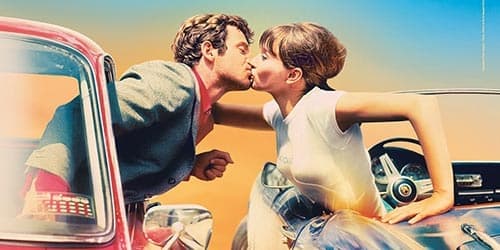 L'affiche du Festival : le baiser de Bébel à Anna dans "Pierrot le fou"