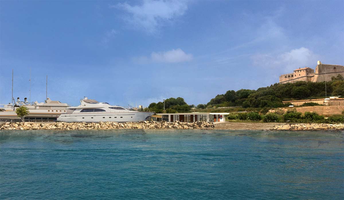 L'aire de carénage vue de la mer (crédit Monaco Marine)